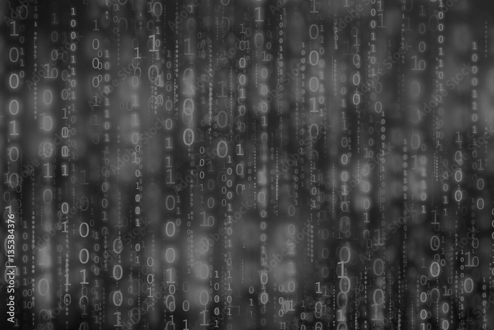 Wall mural digital binary code matrix background