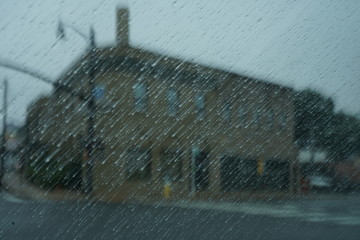Sad rain: rainy day streaks of water on window