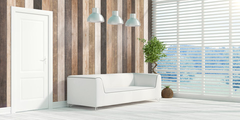 Modern bright interior . 3D rendering