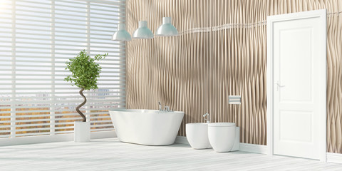 Modern bright interior . 3D rendering
