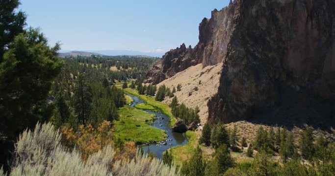 Stark Contrast of Beautiful Green Valley & Desert Mountain Landscape, Snowcapped Mountain Background