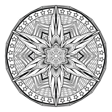 Abstract Mandale vector illustration. Coloring book page