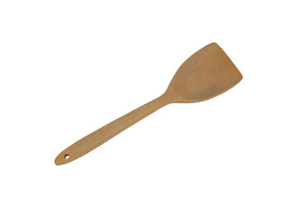 Wooden spade or flipper for frying pan isolated on white background. (clipping path included)