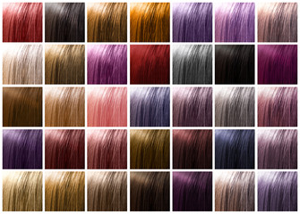 Colorful hair palette background. Hairstyles and care concept