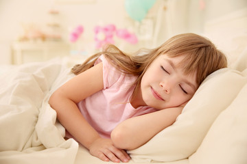 Obraz na płótnie Canvas Cute little girl sleeping at home