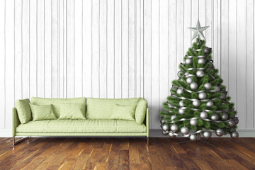 Beautiful Christmas interior . 3D rendering