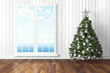 Beautiful Christmas interior . 3D rendering