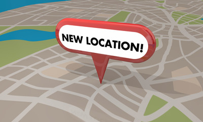 New Location Store Business Grand Opening Pin Map 3d Illustratio