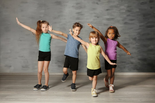 Cute funny children in dance studio