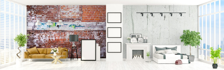 Modern bright interior . 3D rendering