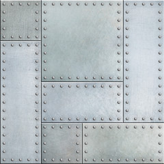 Steel metal plates with rivets seamless background