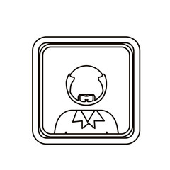 monochrome contour square with half body bald man with beard without face vector illustration