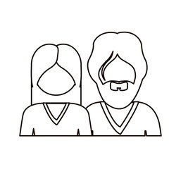 monochrome contour with half body couple without face she long hair and him with beard vector illustration