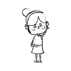 kawaii girl icon over white background. vector illustration