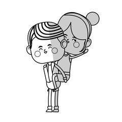 kawaii couple in love over white background. vector illustration