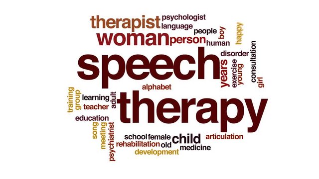 Speech therapy animated word cloud, text design animation.