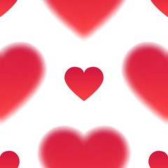 Romantic seamless pattern with red hearts. Love and romantic symbols. Vector illustration for background, wallpaper, banner or Valentine's Day greeting card.