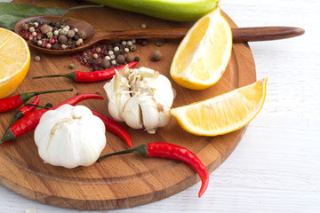 spices, vegetables and lemon