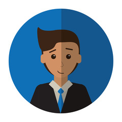 cartoon young man with suit tie employee shadow vector illustration eps 10