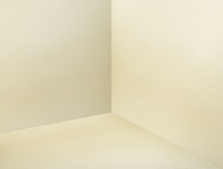 Empty room corner painted in pastel yellow color studio room bac