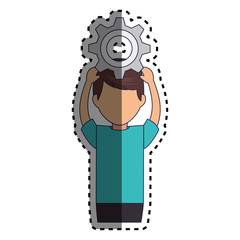 young man character icon vector illustration design