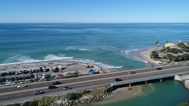 Encinitas flyover near the beach. Encinitas is 20 miles North of San Diego, California, USA.