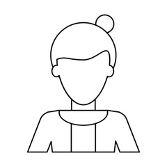 afro woman bun hair sweater casual thin line vector illustration eps 10