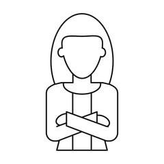 woman leader job business cross arms thin line vector illustration eps 10