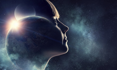 Exploring this great world . Mixed media