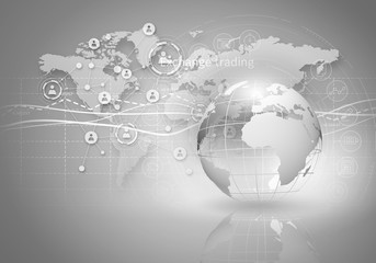 Modern connection technologies background . Mixed media