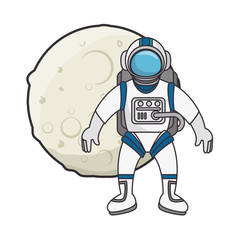 moon of the solar system with astronaut vector illustration design