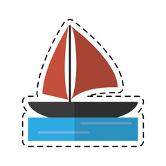 sailboat navigation water recreation cutting line vector illustration eps 10