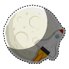 moon of the solar system with rocket vector illustration design