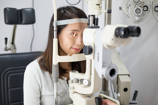 Woman undergo the eye test