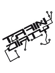 Electric nerd geek techno circuit weight spoof cool text logo design train dirty weight lifting punch color muscles hard training harness