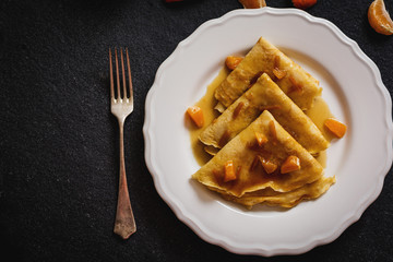 Pancakes with tangerine