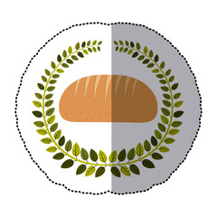 middle shadow sticker colorful with olive crown with bread vector illustration