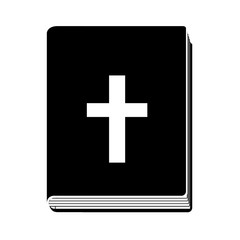 monochrome silhouette with holy bible vector illustration
