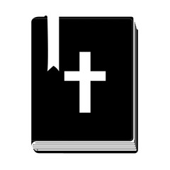 monochrome silhouette with holy bible with ribbon vector illustration