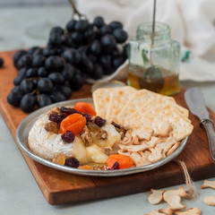 Dried Fruit, Walnut and Honey Baked Brie