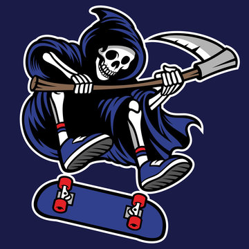 grim reaper riding skateboard