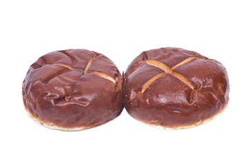 Homemade german soft pretzel buns isolated on white background