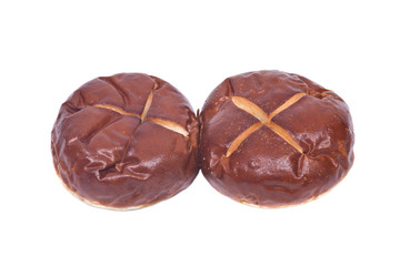 Homemade german soft pretzel buns isolated on white background