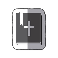 Obraz premium middle shadow sticker grayscale with holy bible with ribbon vector illustration