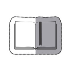 middle shadow sticker grayscale with open book with ribbon in blank vector illustration