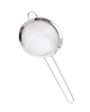 Stainless steel manual wire water stainer isolated on white background