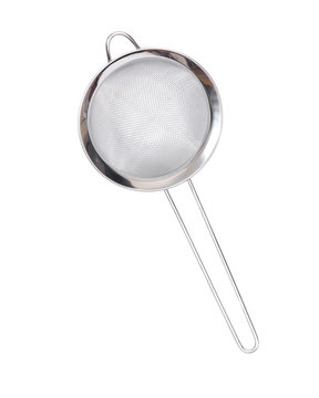 Stainless steel manual wire water stainer isolated on white background