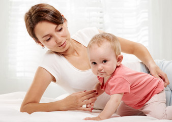 Happy family. mother and her baby