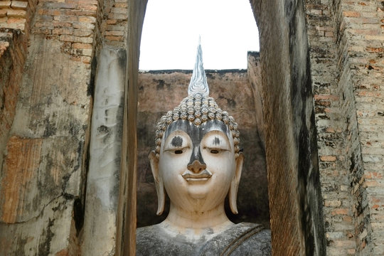 Close up ancient statue at Wat srichum , Sukhothai , Thailand