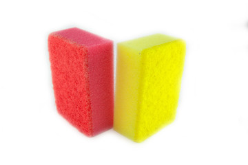 Sponge scouring pads on an isolated white background